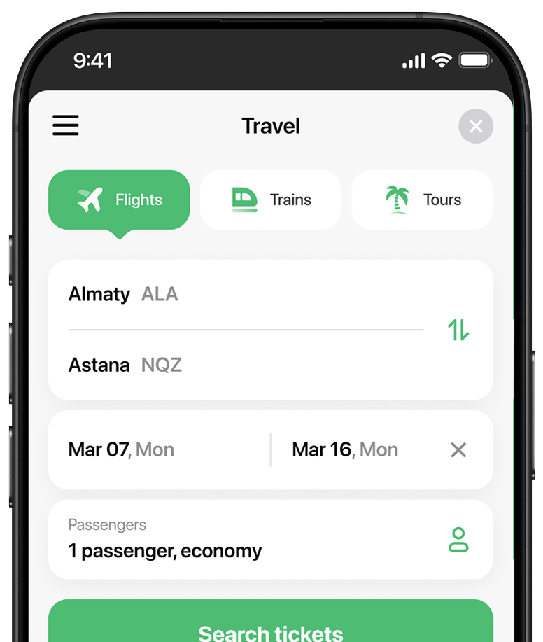 Интерфейс Aviata во Freedom SuperApp